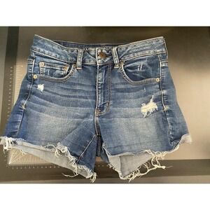 American Eagle Outfiters Super Stretch Denim Shorts Cutoffs Sz 6 Distressed